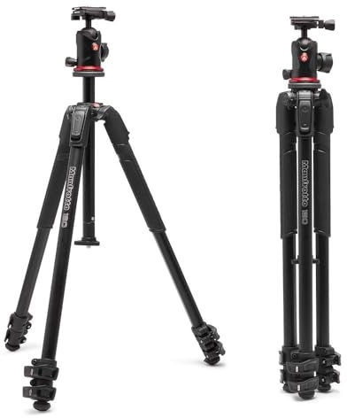 Manfrotto 190X AS, Treppiede per Fotocamera a 3 Sezioni in Alluminio, Kit-Foto con Testa a Sfera, Carico max 10kg, Piastra Arca-Swiss, Quick Power Lock, per DSLR/Mirrorless, Cavalletto Fotografico