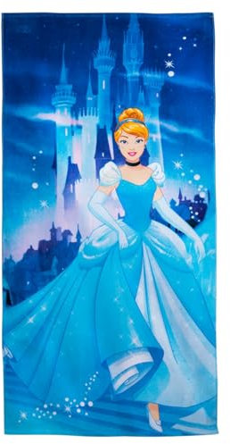 Disney Store Official Asciugamani Cenerentola, 150 cm x 74 cm, asciugamani bimbi per spiaggia, bagno, lezioni di nuoto e vacanze