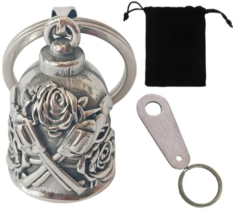 Guardian Bell Biker Bell, Motorrad Glocke Glücksbringer, Edelstahl Motorradglocke, Schutzglocke Engel Reitglocke, Motorradglocke Schlüsselanhänger für Segne Den Frieden, Glücksbringer