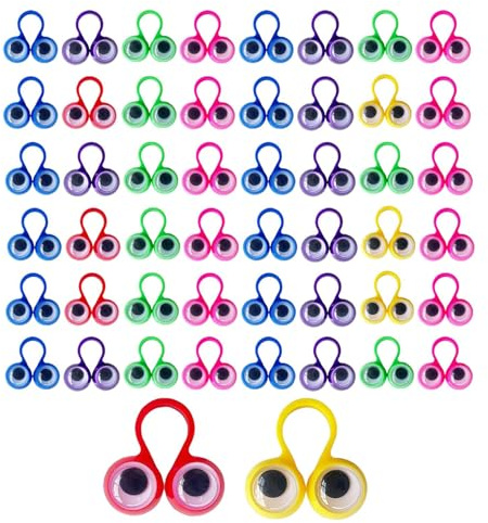 Fingerpuppen -Augen - Große GOOLLY Eyes | 50pc Finger Augapfel | Elastischer Lustiger Googly Puppet Augapfelspielzeug | Kreatives Wackeliges Auge Auf Ringe Fingerspielzeug Für Halloween - Mädche