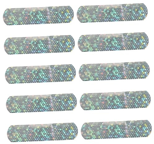 Mikikit 10piezas Curita De Dibujos Animados Vendajes Adhesivos Brillantina Accesorio Para Heridas Tiras Portátiles Para Uso Diario Vendaje Práctico Para Heridas De Viaje