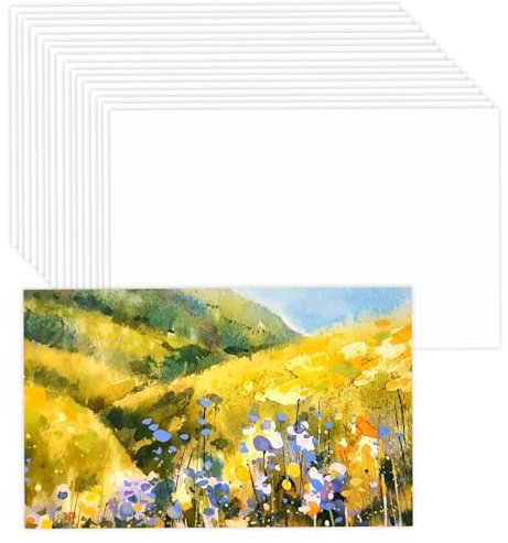 Realjoy Papier Aquarelle A6 300 g/m², 60 Feuilles Papier Aquarelle Coton Blanc,Cartes Postales Vierges Blanches Pour Dessin et Lettrage(10.1 x 15.1 cm)
