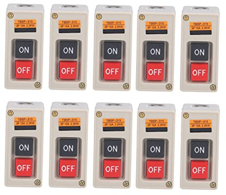 Interruttore lampada a pulsante 10 pezzi, TBSP - 315 15A 380V ON/OFF - Contatti in ottone, facile installazione, per quadro elettrico e automazione
