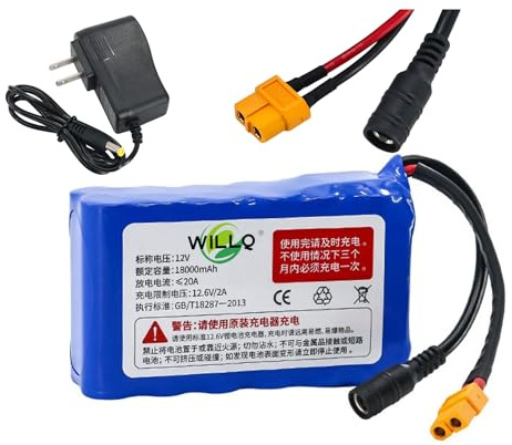 WILLQ Akku für Angelköderboote, 12 V, 30000 mAh, 24000 mAh, 18000 mAh, wiederaufladbarer Lithium-Akku für ferngesteuerte Futterboote/motorisierte Trawler