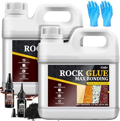 Gravel Glue with Dye - 3 IN 1 Colour Set(Clear, Black, Brown), Rock Glue Dye for Pea Gravel Landscape, Pea Gravel Stabilizer, Max Bonding Outdoor Mulch Binder for Walkways, Garden, Patios, Yard (2 L)