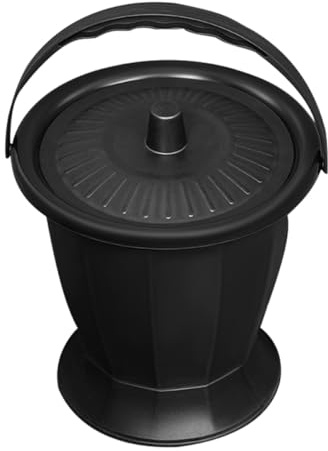 BCOATH Pot de Chambre Portable Noir avec Couvercle Étanche en Plastique PP Robuste Pot à Urine Unisexe pour Adultes et Personnes Âgées Crachoir Domestique Hygiénique pour Usage Nuit et