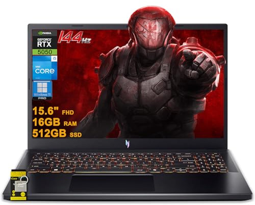 acer Nitro V 15 Gaming Laptop 15.6 FHD IPS 165Hz Intel 8-core i5-13420H 16GB DDR4 512GB SSD GeForce RTX 5050 GDDR7 DLSS4 (Up to 440 AI Tops) Backlit Thunderbolt WiFi6 Win11Pro ICP Hub