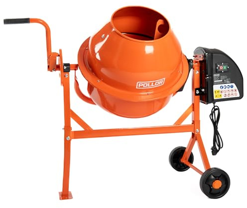 POLLOR Electric Cement Concrete Mixer 70 Litre 220W Mortar Plaster Mixing Portable 230V