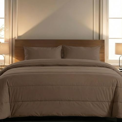 Zelesta® Comfort Uni 2-in-1 4-Jahreszeiten Ganzjahresbettdecke ohne Bezug – Bett in 10 Sek, Temperaturregulierend, Waschbar 40°C, Atmungsaktiv, Milbendicht, Mikrofaser (Mokka, 140x200cm)