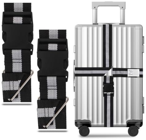 Koffergurte 2 Stück, Kofferband Verstellbarer, 100-400cm Kofferband Gurt | Kreuzgurt Kofferbänder, Koffergurt Auffällig Zur schnellen Identifizierung für Reisezubehör
