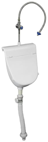 Orinal de plástico para hombres y niños, orinal de entrenamiento para ir al baño montado en la pared, urinarios para exteriores equipados con tapa, blanco, 23, 62 pulgadas (con válvula de descarga y a