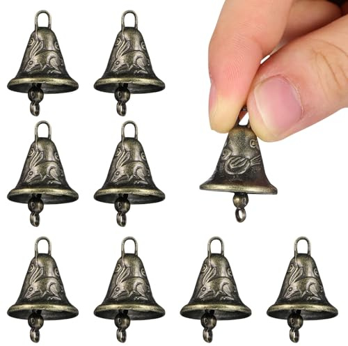 LIGIGWASH 20 Stück Goldene Glöckchen aus Zinklegierung Vielseitige Feng Shui Ornamente und Retro Glocken für Selbstgemacht Hängedekorationen und Windspiele zum Basteln Zufälliger Stil
