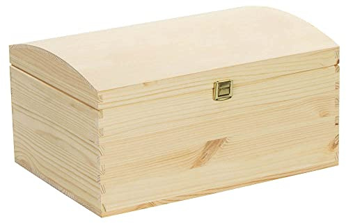 LAUBLUST Große Holztruhe Gewölbter Deckel mit Schloss - FSC® | Allzweck-Kiste aus Holz - Aufbewahrungskiste | Erinnerungsbox - Geschenk-Verpackung (Natur, ca. 35 x 25 x 19 cm)