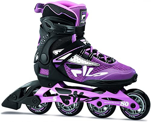 Fila Legacy Pro 80 Inline Skates Damen I Optimaler Halt & bequemer Komfort I Fitness & Freizeit Inliner I Schwarz/Violett