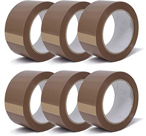 gws Paket-Klebeband 6 Rollen PVC Kräftiges Verpackungsband für schwere Pakete Sehr hohe Reissfestigkeit, leicht & leise abrollend Länge: 66 m Breite: 50 mm Dicke: 64 μm - braun