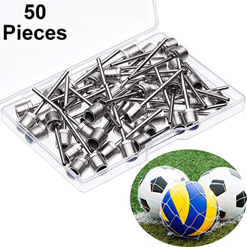 Yaomiao 50 Stücke Ball Pumpen Nadel, Edelstahl Luftauf Inflation Nadel für Sport Bälle, Basketball Fußball Pumpen Nadel mit 2 Netz Ball Tasche