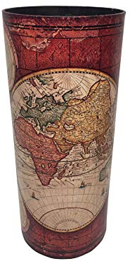 Rebecca Mobili Umbrella Furniture Red, Round Umbrella Holder, Canvas Mdf, Vintage Style, Home Office - Measures 54 x 23 x 23 cm (HxLxP) - Art. RE6392