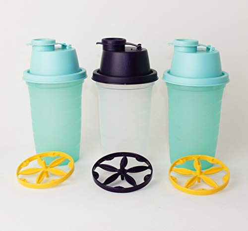 TUPPERWARE TW Shaker Shaky Backen Mix-Fix 1x 250ml Violett + 2X 250ml Türkis Shake-It Messbecher - Mixbecher Shaky