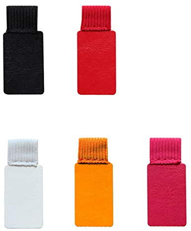 Stifthalter Selbstklebend,5 Pack Rechteckiges Form Stiftschlaufe Halter Leder Elastische Stiftschlaufe für Notebook Kalender Farbe