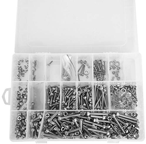 1080 Stück Sechskantschraube Schrauben- Muttern-Sortiment M2 M3 M4 Schraubenmutter Flachscheibe 304 Edelstahl-Kontermutter-Sortiment,Nuss