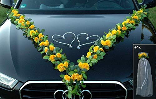 KREATIVSET hochwertige Rosen bouquet extrastarken Saugnäpfen Dekorationen auf dem Gipfel Türgriffdekorationen Spiegeldekorationen Autoschmuck Hochzeit Car Auto Wedding Deko PKW ®Auto-schmuck (BS rot)