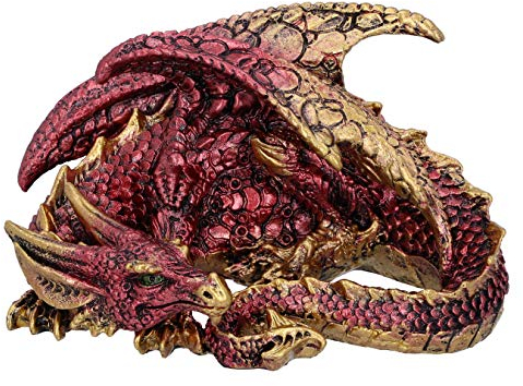 Nemesis Now Aaden U5289S0 Drachenfigur, ruhender Drache, 10,2 cm, Rot und Gold