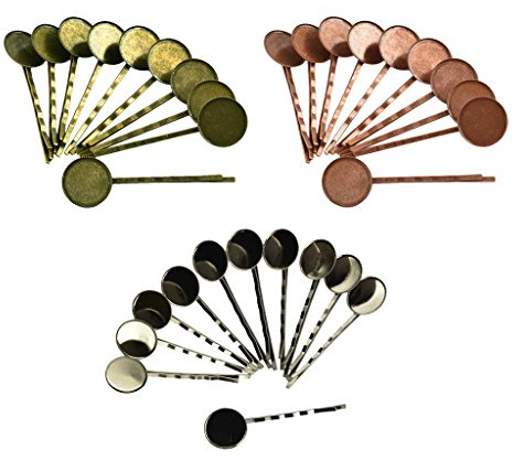 Sharplace 30 Haarspange mit 18mm Pad Clips Cabochon Setting Rohlinge Tray DIY Findings