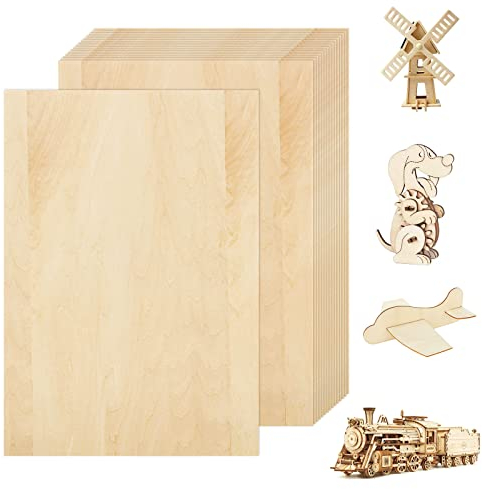 ASelected Lot de 15 Feuilles de Contreplaque A4 Plaque de Bois Naturel, 300 × 210 × 3 mm Feuilles de Bois, Minces de Bois Pour Bricolage Artisanate en Bois Modèles et Peintures…