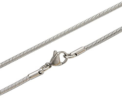 Edelstahl Halskette Personalisiert, Siberne Kette Edelstahl Hummerschere Schlangenkette für Männer Ehemann Geschenk Schmuck 50cm (Silber)