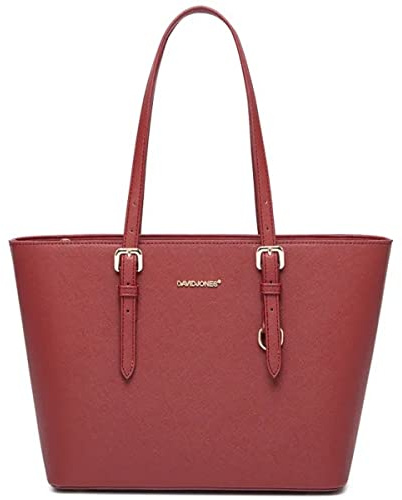 David Jones - Damen Shopper Handtasche Mittelgroße - Schultertasche Tote Bag PU Leder - Tasche Alltag Büro Arbeit Schule Reise Shopping - Klassische Arbeitstasche Elegante Mittlere Große - Rot