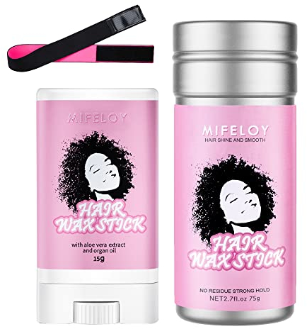 3 Stück Damen Haarstyling Set, 2.7oz Haarwachs Stick, Modellierung Haar Wachs Pomade für Babyhaar Frizz Flyaways krauses, mit 0.53oz Finishing Rand Kontrolle Gel Haarcreme, Perücke Elastisches Band