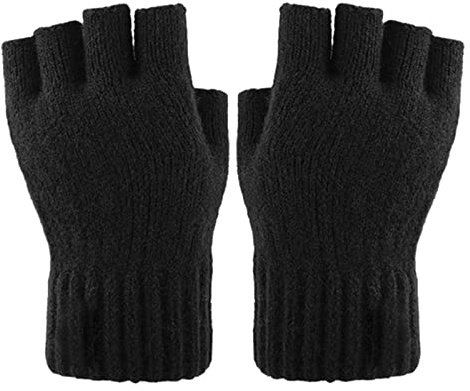 Larcele Alpaka-Wolle Herren Stulpen Wärmer Halbfinger Winter Handschuhe BZST-04