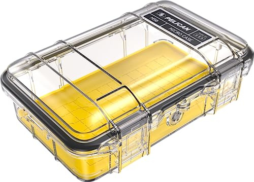 Pelican M50 Micro Case - Waterproof Case (Dry Box, Field Box) for iPhone, GoPro, Camera, Camping, Fishing, Hiking, Kayak, Beach and More (Yellow/Clear)