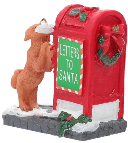 Artibetter DéCoration De NoëL en RéSine - Figurine De BoîTe Aux Lettres avec Petit Chien Rouge, Ornement pour Table De Desserts Et Sapin De NoëL, 5,5 X 3 X 6 Cm