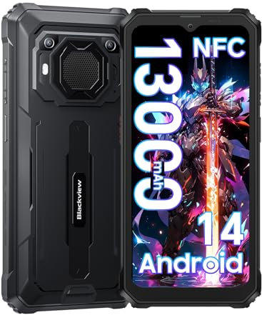 Blackview BV6200Pro Rugged Smartphone, 18GB+128GB(2TB TF), 6.56''HD+, 13000mAh/18W, Android 14, 13+8MP, 98dB Microfono/NFC/Google Lens/OTG/Face ID/Fingerprint/Modalità Guanto/4G Dual SIM/3 Slots