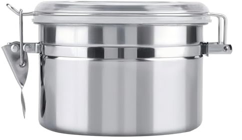 VIFERR Pot de Stockage des Aliments, Récipient à Café en Acier Inoxydable, Boîte de Stockage Scellée pour Sucre, Thé, Grains, Épices (800ML)