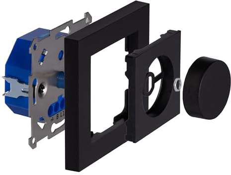 proventa Dimmer mit Design-Abdeckung schwarz matt für LED und Halogen bis 250W