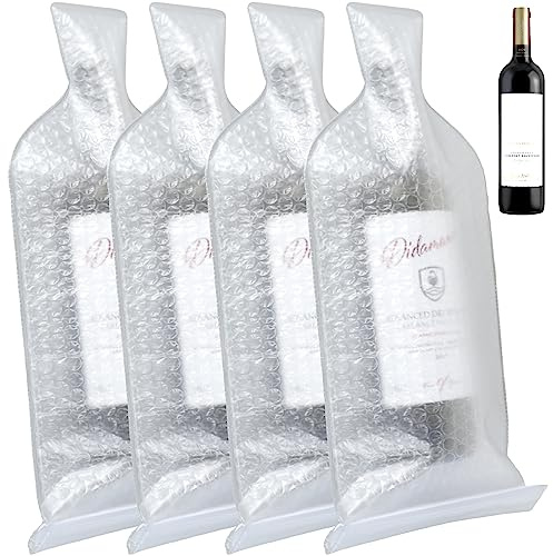 Gatphy 4PCS Wine Protector Bags for Travel Reusable Double Inner Bubble Wrap Wine Sleeves 7x19 Inch Leak Proof Bottle Bags Packing for Beverage Glass Bottle Airplane Travel Transport (1 Set)
