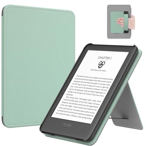 MoKo Hülle Kompatibel mit 6 Kindle (11. Generation, 2024/2022) & Internationale Version, Dünne PU Leder Schutzhülle mit Handhalter Auto Schlaf/Aufwach Case für Kindle 2024 11. Generation, Agavengrün