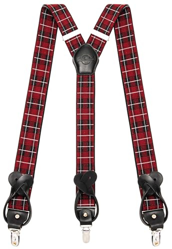 Kohentact Hosenträger Herren mit Clip- und Knopfbefestigung, inklusive 6 Knöpfe, 3,5 cm Breite Y-Form für Körpergrößen bis 200 cm Suspenders for Men