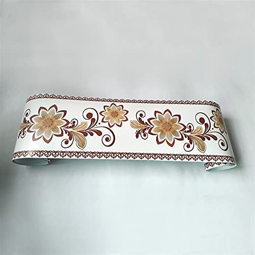 Tapetenbordüre-Aufkleber, Tapetenbordüre, selbstklebend, 3D-Fußleiste, Taille, Blumen-Wandaufkleber, Wandbild, PVC, selbstklebend, for Kinder, Schlafzimmer, Badezimmer, Küche (Farbe: WB60-11) (Farbe: