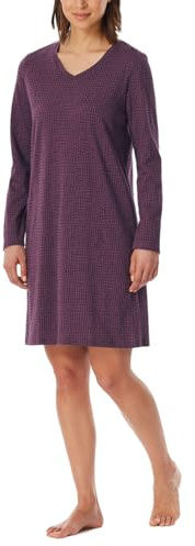 Uncover by Schiesser Damen Nachthemd Langarm-Nachtwäsche Maglia Lunga da Notte, Prugna_182851, 44 Donna