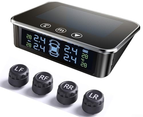 Appareil de surveillance de la pression des pneus sans fil à énergie , dispositif TPMS avec 4 capteurs, moniteur de sécurité intelligent des pneus avec écran LCD à cristaux liquides