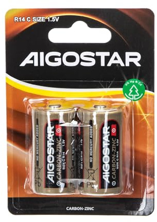 Lot de 2 Piles Carbone-Zinc R14 1,5 V