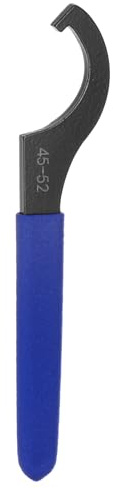 QUARKZMAN Llave de Gancho en Forma de C 45-52 Tuerca Llave de Choque de Acero Chuck Nut con Mango Antideslizante Azul para Sujeción de Torno