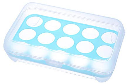 Eierbehälter für Kühlschrank, Eieraufbewahrungshalter, 15 Gitter, Eieretui, Kühlschrank, Eierbox, Kunststoff-Eieraufbewahrungsbox, Eierhalter für Theke (Blau)