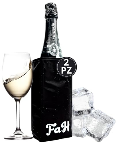 FAH - Kit 2 Refrigeratori per Bottiglie di Vino e Spumante in Gel | 37x17,5 cm, Raffredda e Mantiene la Temperatura di Bottiglie di Vino, Champagne e Birra, Ideale per Cene, Picnic e Gite