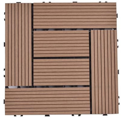 EPANO LXXW klick-Balkonfliesen 12 ineinandergreifende, holzähnliche Terrassenfliesen, wasserdichte, einrastbare Terrassendielen, Kunststoff-Holzverbindungsböden(C-Wood)