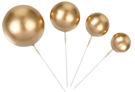 CHILDWEET 60stücke Essbare Kugel Cake Topper Für Kreative Tortendekoration Goldene Runde Muffin Ornamente Für Hochzeiten Geburtstagsfeiern Und Festlichkeiten