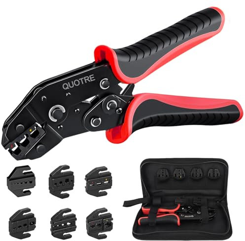 7 Pcs Pinza Crimpatrice Capicorda,Multifunctional Pinza Crimpatrice Capicorda (0,5-6mm²),con 6 ganasce a rilascio rapido,per cavi,spellacavi a mano